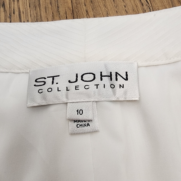 St John Collection Pinstripe White Wide Leg Dress Pants Women's Size 10 - Picture 7 of 11